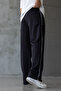 Men's Black Striped Oversize Baggy Sweatpants - 2