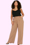 Women's Fashion High Waist Wide Leg Woven Pants with Zipper Casual Daily Summer Use - 3