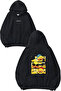 Duck Design Printed Oversize Black Hooded Sweatshirt