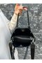 Justpolo Women's Black Soft Leather 3-Compartment Hand and Shoulder Bag - 5