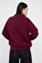 Teen Koyu Bordo Fermuarlı Oversize Kalın İçi Polarlı Örme Hırka/Sweatshirt TWOAW25SW00122 - 4