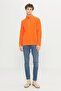 Men's Orange Anti-pilling Non-Pilling Standard Fit Stand-up Collar Cold-Proof Fleece Sweatshirt - 2