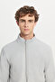 Men's Gray Anti-pilling Non-Pilling Standard Fit Normal Cut Stand Collar Sweatshirt Fleece Jacket - 4