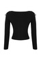 Teen Siyah Premium İplik/Özel İplik Fitted/Vücuda Oturan Crop/Kısa Triko Kazak TWOAW26KZ00017 - 6