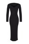 Teen Black Carmen Collar Bodycone/Fitted Ribbed Stretchy Straight Maxi Knitted Dress Twoaw26El00061 - 5