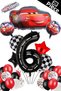 Lightning Mcqueen Balloon Set with Black Figure Balloons Cars (CARS) Transparent Balloon with Confetti