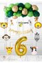 Safari Birthday Concept - 6 Safari Balloons - 5 Safari Banners - Gold Happy - 6 Years Old