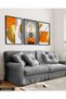 Gold, Deer, Geometry, Abstract, Neon 3 Piece Black Wooden Framed Painting Act - 4