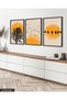Abstract Nature Tree Birds Sun 3 Piece Black Wood Framed Painting Act - 5