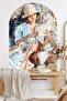 Oil Paint Woman Reading a Book Portrait Decorative Arch Oval Wall Sticker