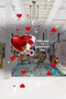 White Red Rose on Heart Valentine's Day Glass Showcase Room Sticker 70cm