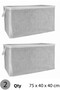 (2 Pcs) Gray Striped Zippered Maxi Size Storage Bag Pillow-Quilt-Clothing Organizer 75*40*40 cm