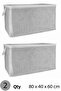 (2 Pcs) Gray Striped Zippered Mega Size Storage Bag Pillow-Quilt-Clothing Organizer 80*40*60 cm