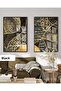 Amazing | Ethnic Pattern Black&Gold Set Modern Combination | Framed Glass Table 2 Pieces Vertical