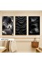 Digital Printed Metal Framed Real Glass 3-Piece Table - Black Akor