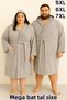 Gray Colored Mega Battal Size Unisex 100% Cotton Hooded Luxury Bathrobe (Size 5Xl-6Xl-7Xl)