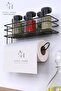 Adhesive Shampoo Holder Spice Rack 1Pcs Metal Paper Towel Holder Stylish Kitchen Bathroom Shelf with Black Stand