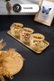 7 Piece Glass Snack Set with Lid – Metal Tray with Gold Leaf Detail