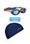 Set of 2 Swimming Goggles and Cloth Swimming Cap Sea-Pool Goggles
