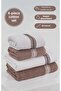 4-Piece Cotton Bath - Hand Towel Set Elvin 70X140Cm X2 / 50X90Cm X2 Brown - White