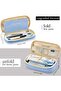 Kawaii Special Colorful Double Layer Canvas Pencil Case Pastel Tone Large Capacity Stationery Bag - 3