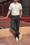 Men's, Slim Fit, Square Pattern, Double Leg, Fabric Trousers - 4