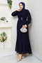 Women's Belt Detailed Chiffon Evening Dress - 3