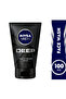 Men Deep Face & Beard Wash Black Carbon 100ml - Cleanses & Refreshes