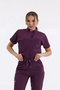 Single Top Snap-Button Stretch Fabric Mandarin Collar Doctor and Nurse Surgical Scrubs Plum | BRLSNAPS - 2