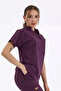 Single Top Snap-Button Stretch Fabric Mandarin Collar Doctor and Nurse Surgical Scrubs Plum | BRLSNAPS