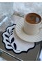 Black Colored Presentation Napkin, Cocktail Napkin, Coffee Side Presentation Napkin, Embroidered Presentation Napkin Set of 6 - 2