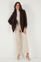 Standard Fit Mono Collar Patterned Blazer Jacket with Lining Detail 6524003 - 4