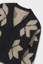 Girl's V-Neck Jacquard Patterned Knitwear Cardigan - Black/Beige - 3