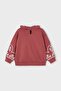 Girls' Ruffle Collar Sleeves Embroidered Sweatshirt - Dusty Rose - 2