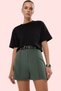 Women's Fashion Rib Detailed Woven Shorts High Waist Pipe Leg Casual Combinations Summer Shorts - 3