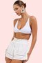 Women's Fashion Short Length Straight Fit Woven Beach Shorts Plain Pattern Ruffled Detail Summer Shorts - 3