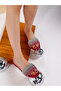 Women Rhinestone Strap Slip On Flats in Fuchsia - 2