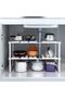 Pool Space Under Sink Plastic Storage Organizer Adjustable Kitchen Rack Holder, White, Tabletop, Cou