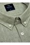 Men's Regular Fit Long Sleeve 100% Cotton Button Collar Patterned Green Shirt 3807Y - 2