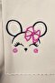 Cute Mouse Embroidered Legs Zigzag Lycra Ribbed Ribbed Girls' Leggings - 2