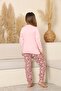 Long Sleeve Crew Neck Interlock Leopard Pink Color Girls Pajama Set - 3
