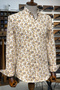 Slim Fit High Quality Hidden Button Collar Pattern Cotton Beige Shirt