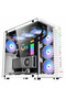 حافظة ألعاب RGB عالية الجودة متوافقة مع COVID 55+، تدعم ATX/M-ATX، معدنية 0.8 مم، لون أبيض