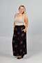 Plus Size Brown Patterned Wide Leg Woven Viscose Trousers – High Waist, Elastic - 3