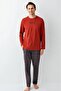 100% Cotton Long Sleeve Cycling Neck Men's Pjamas Suit - 2