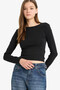 Coool Fitted Crew Neck Rib Black Women's Long Sleeve T-Shirt E7797Ax/Bk81 - 3