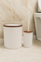 Elegant Brown White 2-Piece Bathroom Set – 6 Liter Trash Can & Wc Brush Holder Set - 6