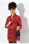 Women's Plus Size Red, Sleeve Mouth Elastic, A-Line, Polka Dot Print Chiffon Shirt 65N39101 - 8