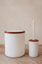 Elegant Brown White 2-Piece Bathroom Set – 6 Liter Trash Can & Wc Brush Holder Set - 4
