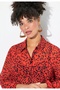 Women's Plus Size Red, Sleeve Mouth Elastic, A-Line, Polka Dot Print Chiffon Shirt 65N39101 - 7